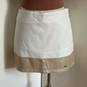 NWT Hollister Sequin Mini Skirt in White Gold Colorblock sz 7